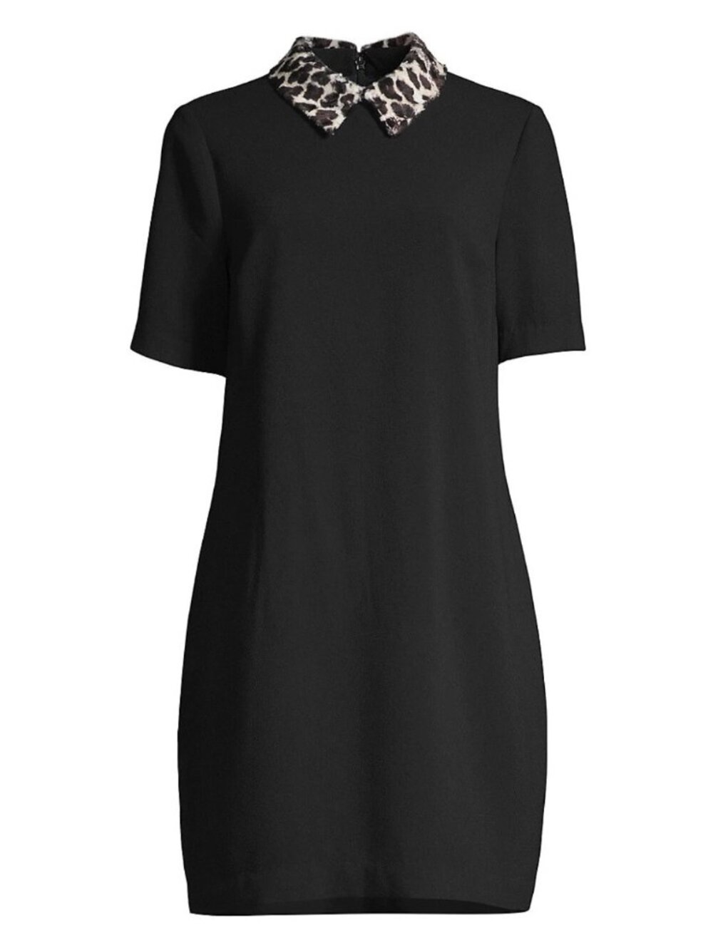Trina Turk Leopard Print Collar Black Sheath Dress Size 14